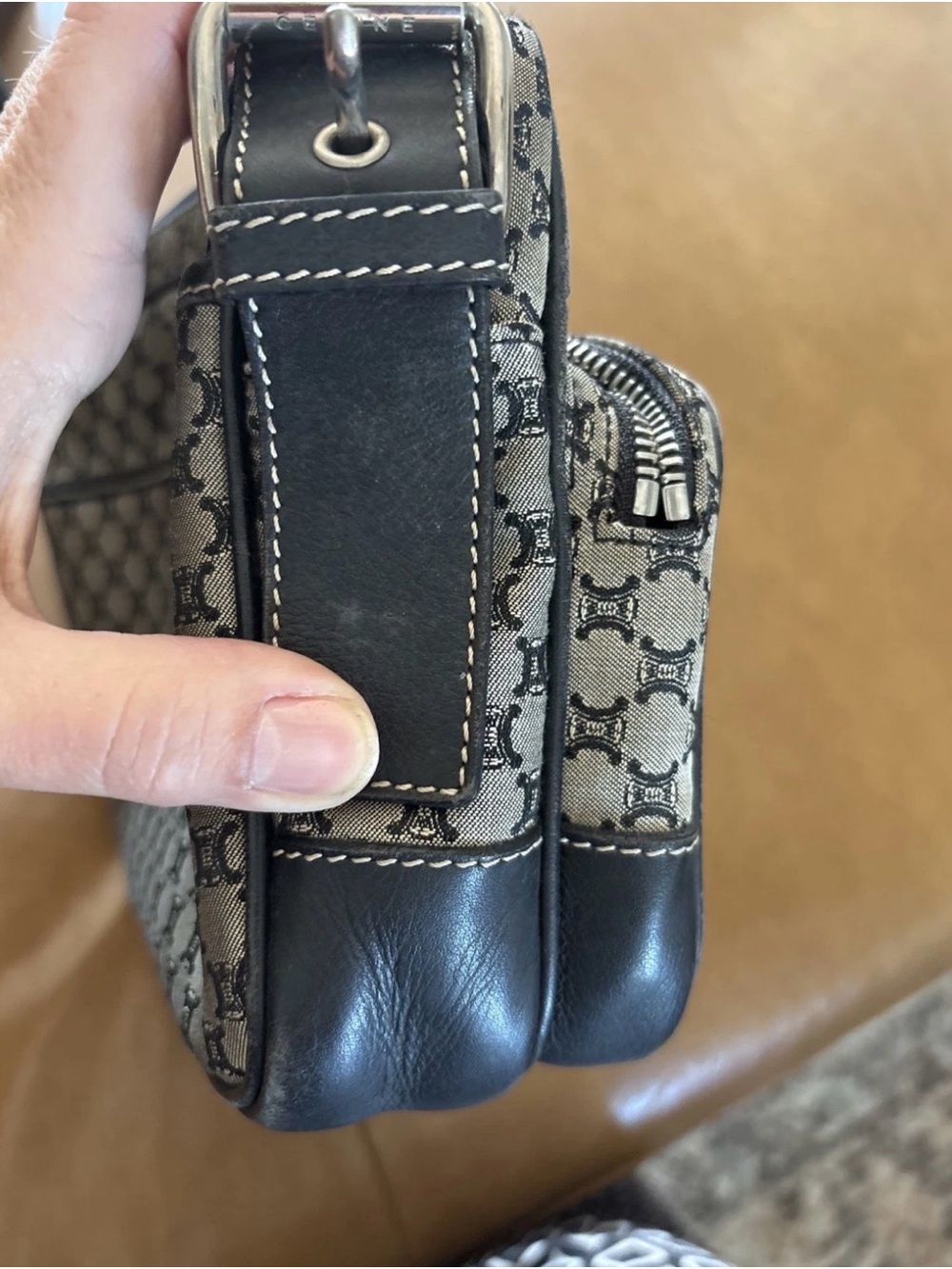 Vintage Celine Triomphe Patterned Canvas And BlueLeather Crossbody/shoulder bag - Picture 3 of 16